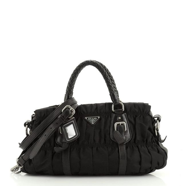 Prada Gaufre Convertible Tessuto Medium Black Nylon Satchel