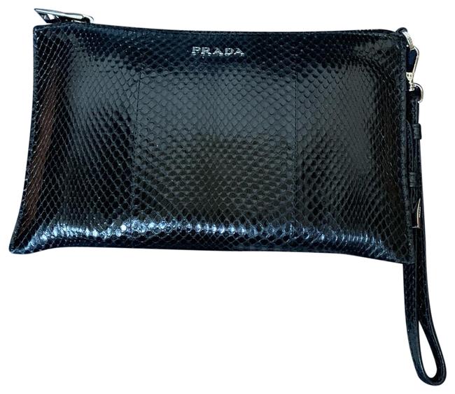 Prada Genuine Black Snakeskin Clutch