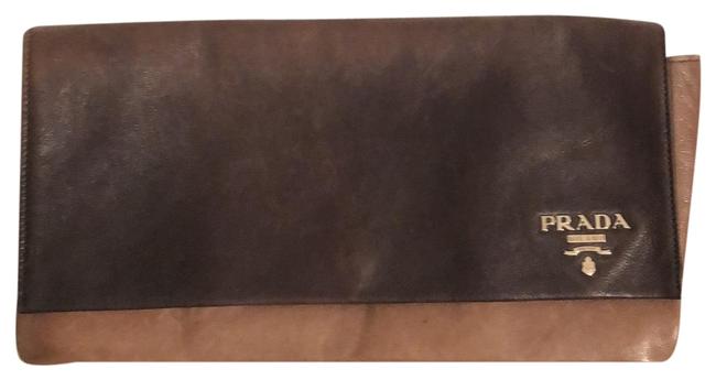 Prada Glace Calf Ombre Brown Leather Clutch