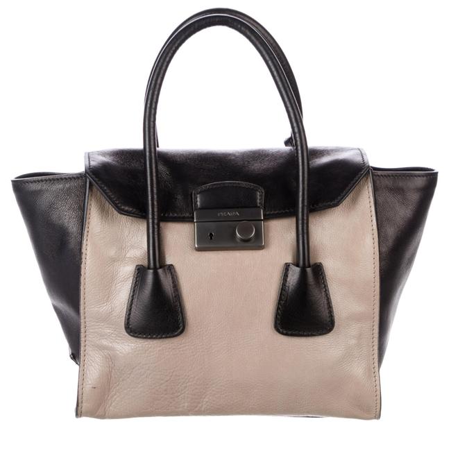 Prada Glace Tab and Black Leather Satchel