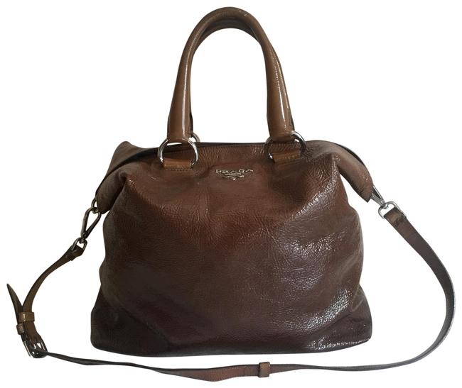 Prada Gradient Ombre Grace Brown Patent Leather Satchel