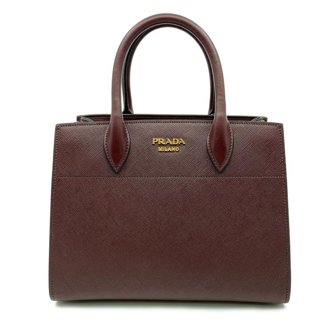 Prada Bibliotheque Granato Marmo City Small Tote Red Saffiano Leather Satchel
