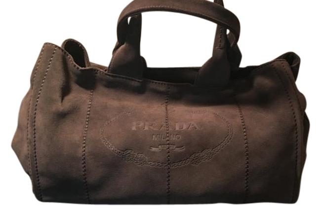 Prada Canapa Graphite Suede Satchel