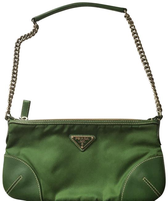 Prada Green CanvasLeather Clutch