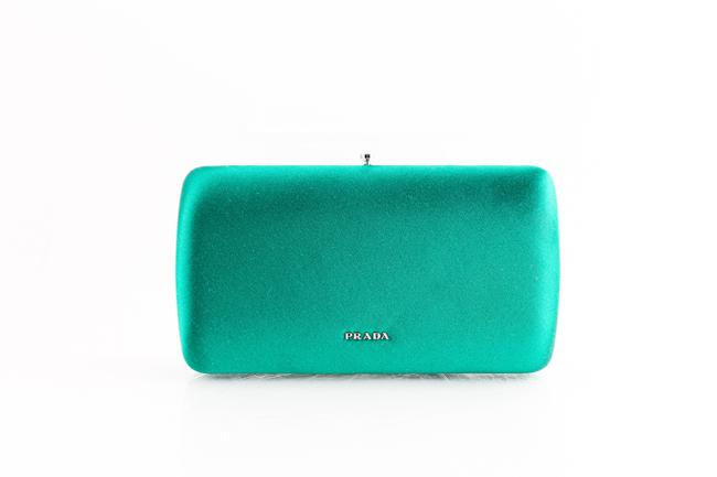 Prada Green Satin Clutch