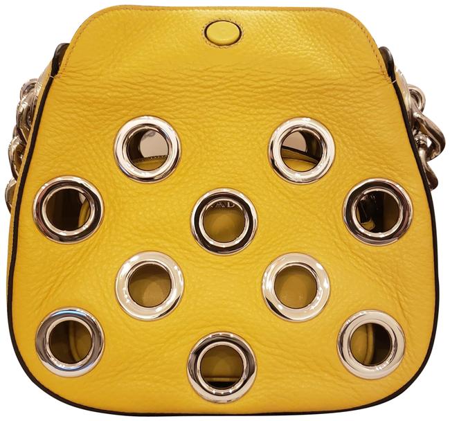 Prada Grommet Rounded Yellow Leather Satchel