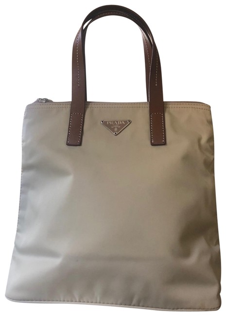 Prada Hand 1702626 Cream Nylon Hobo Bag