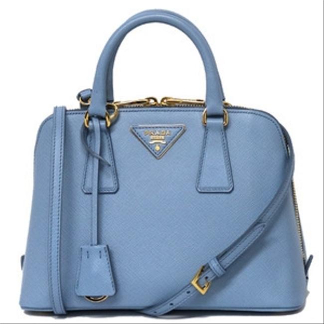 Prada Handbag 2way Calf Ladies Mens Blue  White Satchel