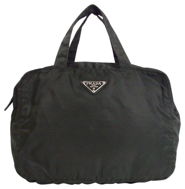 Prada Handbag Black Green Nylon Satchel