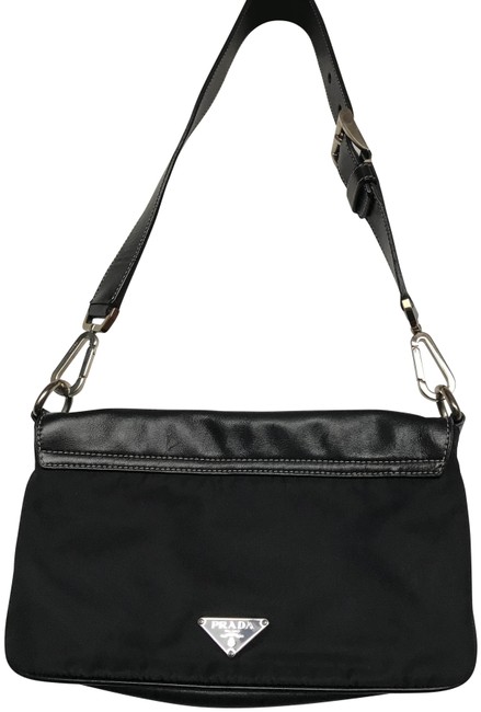 Prada Handbag Black Leather  Nylon Satchel