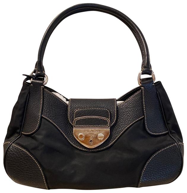 Prada Handbag Black Nylon and Leather Satchel