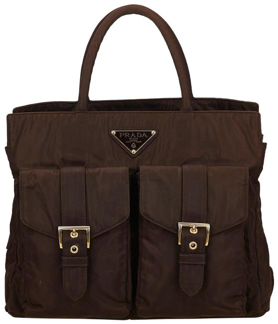 Prada Handbag Brown X Dark Brown Nylon Satchel