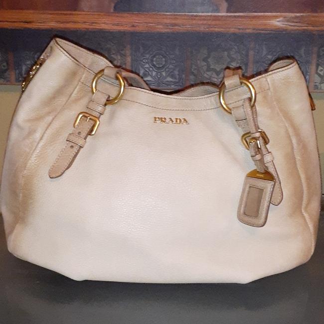 Prada Handbag Cervo Beige Deerskin Leather Hobo Bag