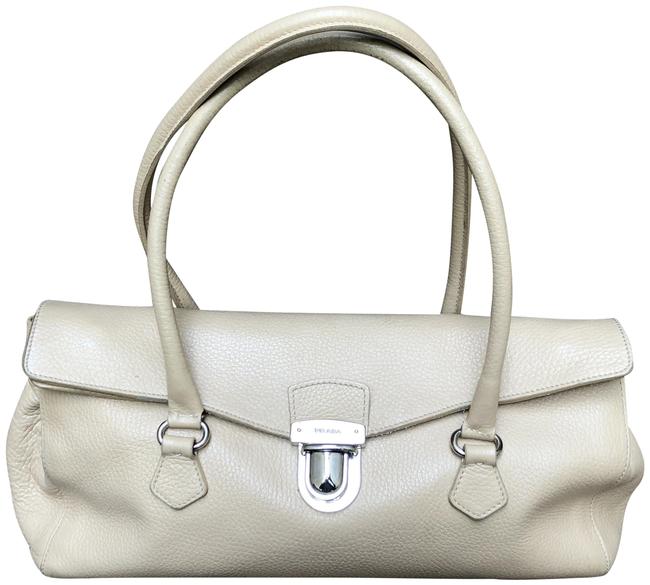 Prada Handbag Cream Pebbled Leather Satchel
