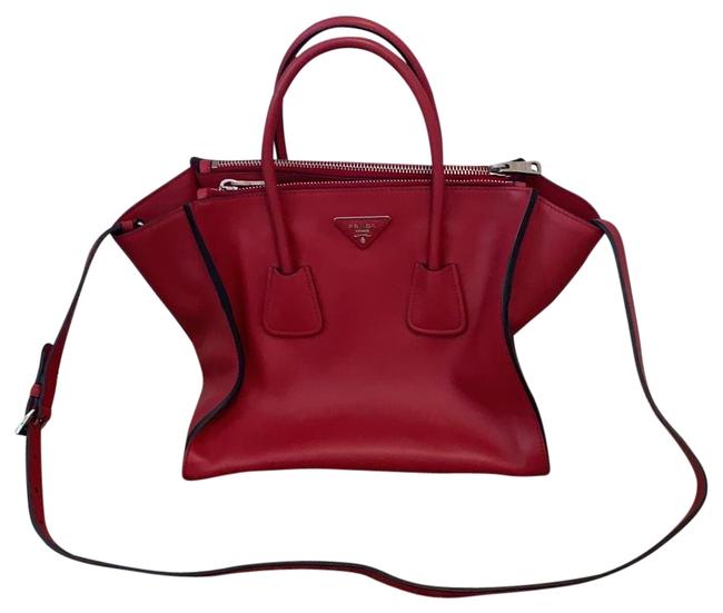 Prada Handbag Fuoco Red City Calf Leather Satchel