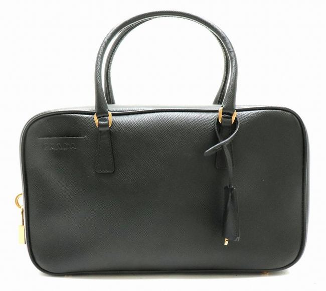 Prada Handbag Leather Gold Hardware Bn0198 Black  Nero Saffiano Lux Satchel
