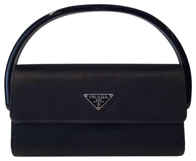 Prada Hard Case Black Satin Clutch