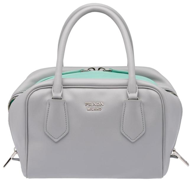 Prada Bauletto Inside 32955 Grey Calfskin Leather Satchel
