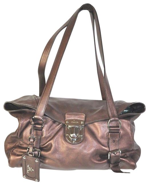 Prada Iridescent Vitello Easy Tote Brown Leather Satchel
