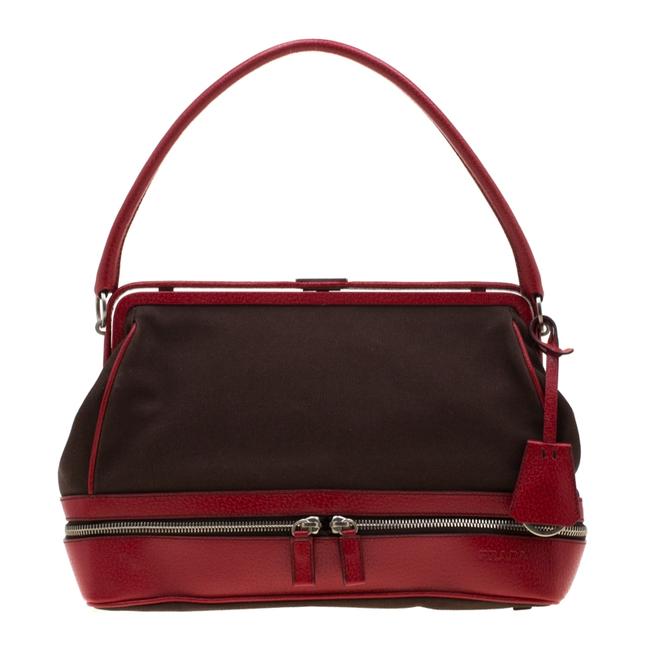 Prada Italy Brown Canvas and Leather Satchel