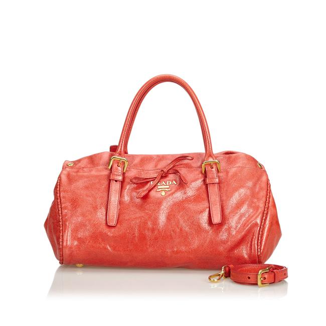 Prada Italy Medium Red Leather Satchel