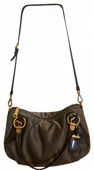 Prada Jacquard + Fumo Olive Green Nylon Hobo Bag