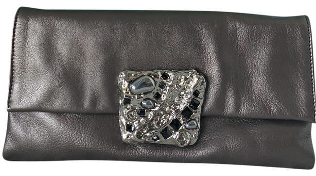 Prada Jeweled Graphite Leather Clutch