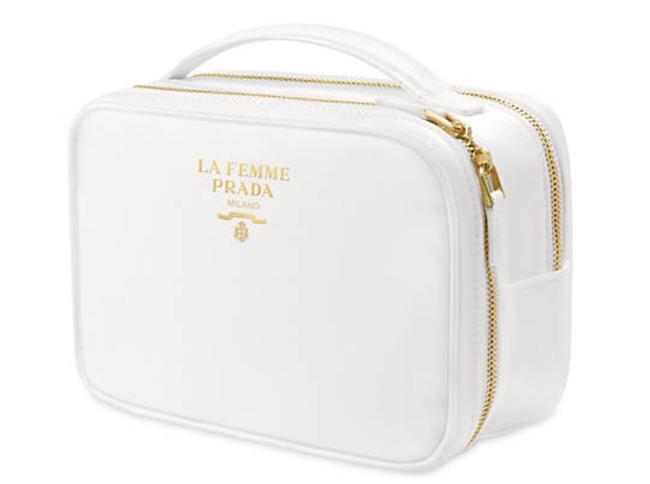 Prada Vanity Case La Femme Ivory Leather Clutch