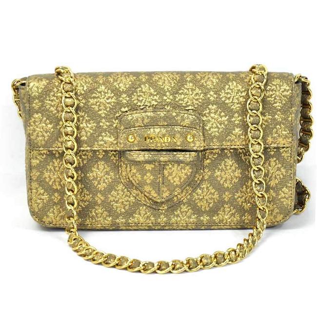 Prada Ladies Gold 2154 Nylon Clutch