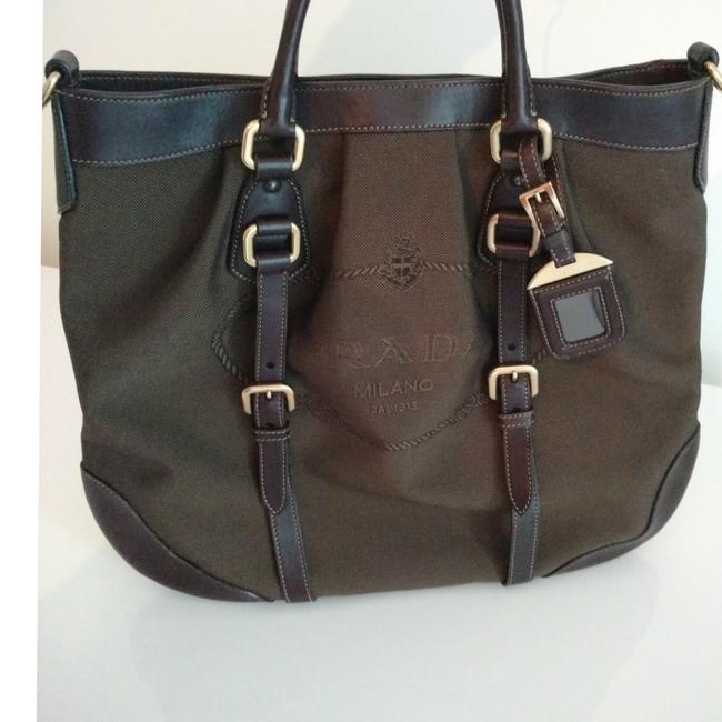 Prada Large Brown Canvas Satchel