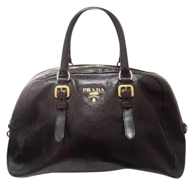 Prada Leather Calf Bowler Black Satchel
