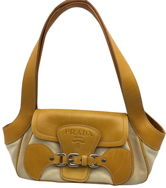 Prada Leather Canvas Handbag Satchel