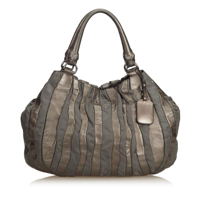 Prada Leather Gray Nylon Hobo Bag