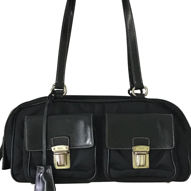 Prada LeatherNylon Black Nylon Satchel