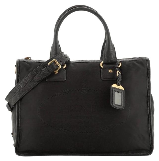 Prada Logo Convertible Tessuto Large Black Nylon Satchel