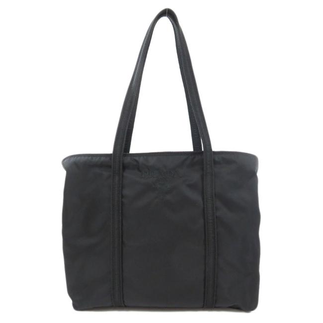 Prada Logo Handbag Unisex Black Nylon Satchel