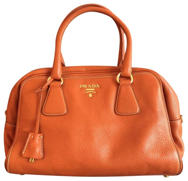 Prada Lux Handbag Orange Leather Satchel