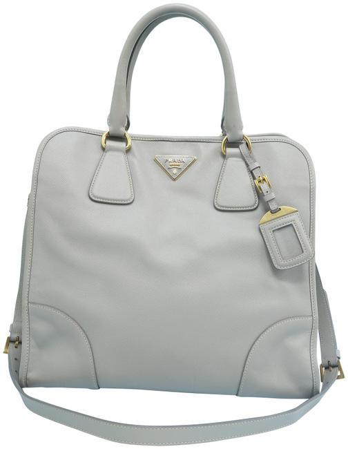 Prada Lux Lightgrey Saffiano Leather Satchel