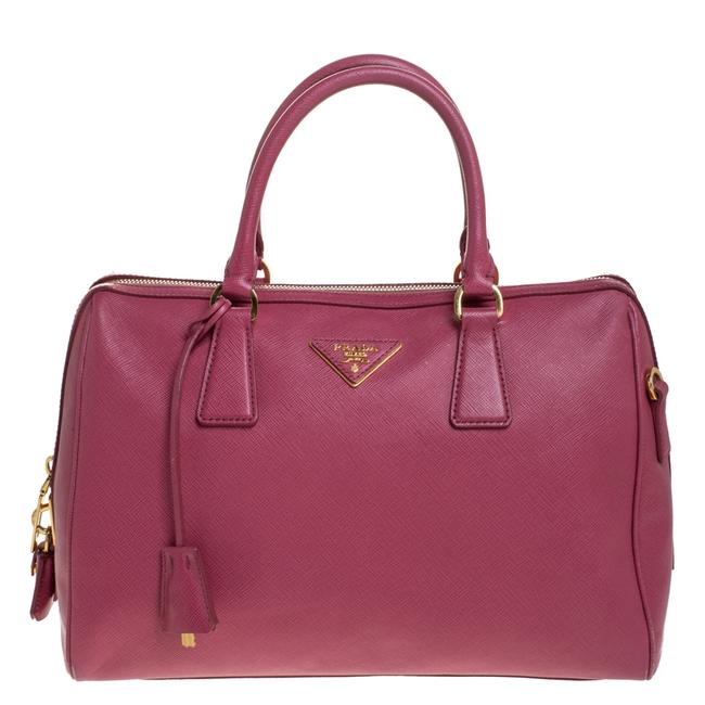 Prada Lux Magenta Saffiano Bowler Pink Leather Satchel