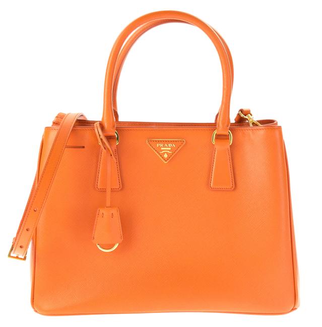 Prada Lux Medium Orange Saffiano Leather Satchel