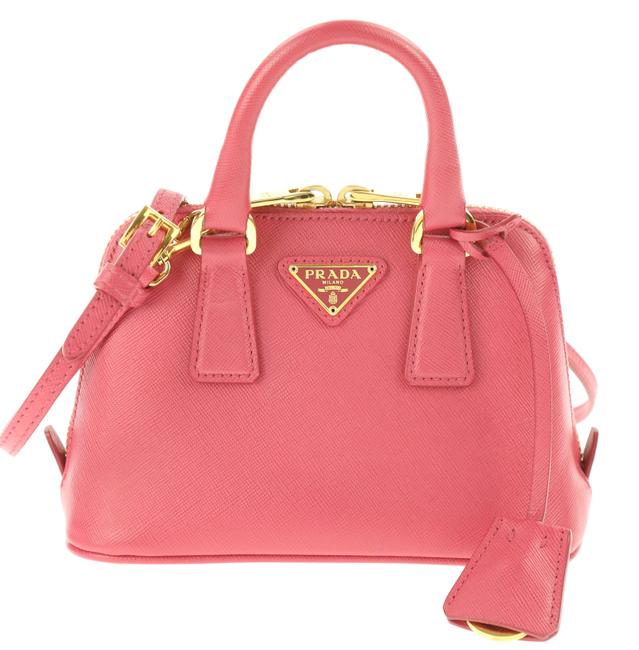 Prada Promenade Lux Mini Pink Saffiano Leather Satchel
