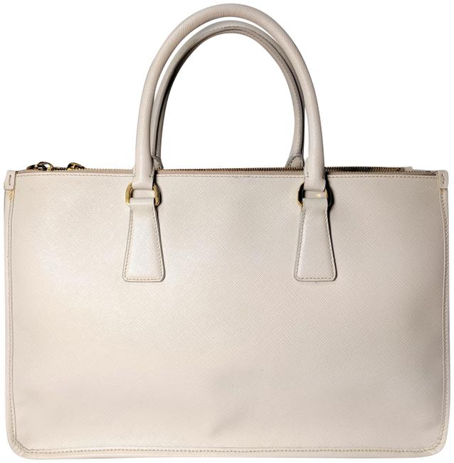 Prada Lux Saffiano Flip Lock 2 Way Frame Tote White Leather Satchel