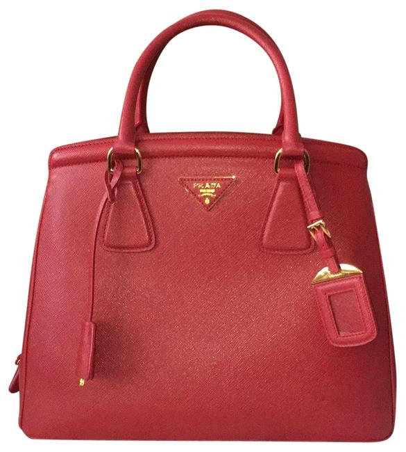 Prada Lux Saffiano Handbag Fuoco Red Leather Satchel