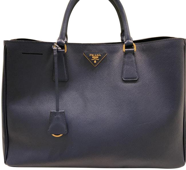 Prada Lux Saffiano Large Royal Blue  Bluette Leather Satchel
