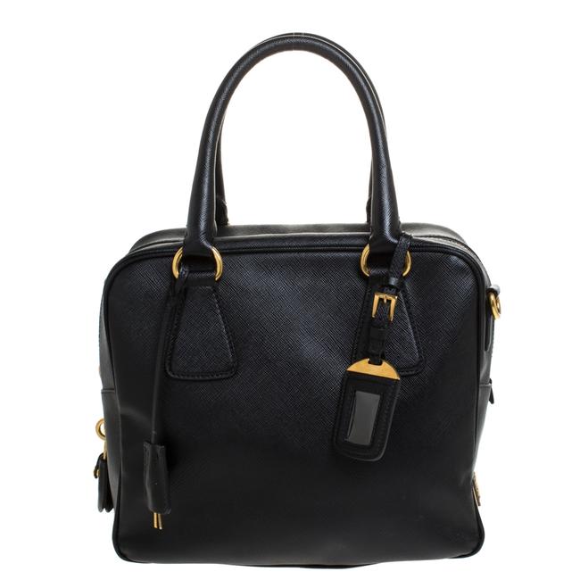 Prada Lux Saffiano Medium Black Leather Satchel