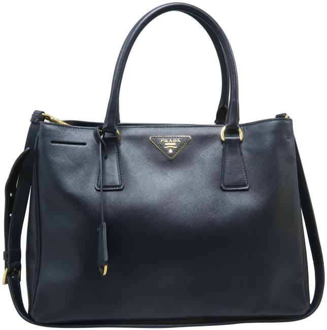 Prada Lux Saffiano Medium Black Patent Leather Satchel