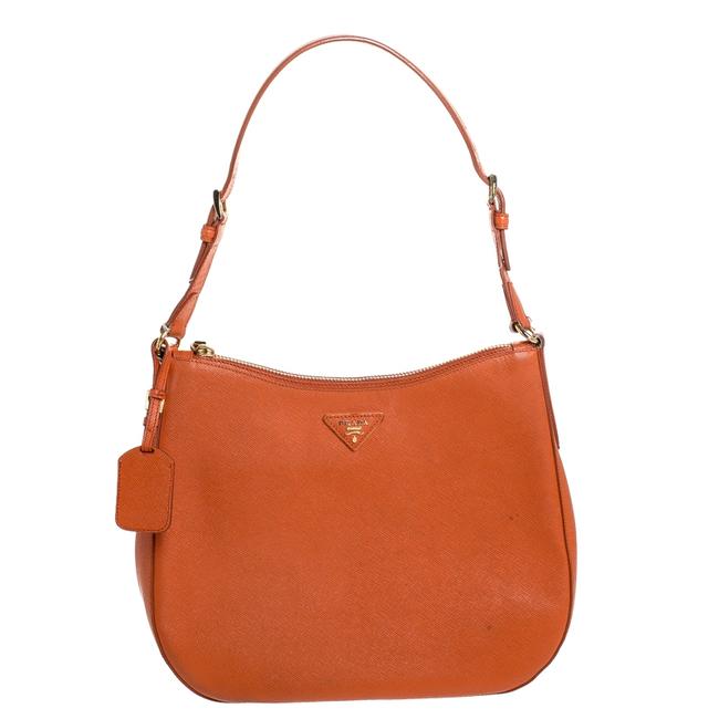 Prada Lux Saffiano Orange Leather Hobo Bag