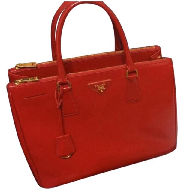 Prada Lux Saffiano Tote Red Satchel