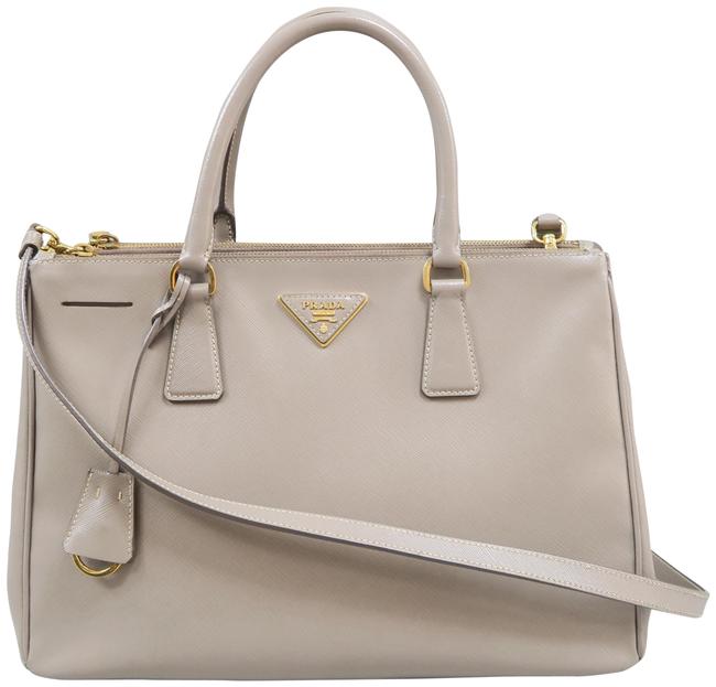 Prada Lux Medium Saffiano Argilla Calfskin Leather Satchel