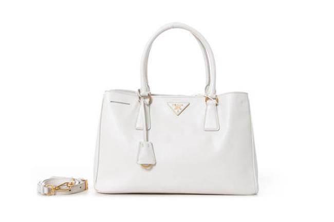 Prada Lux Snaffiano Small White Calfskin Satchel